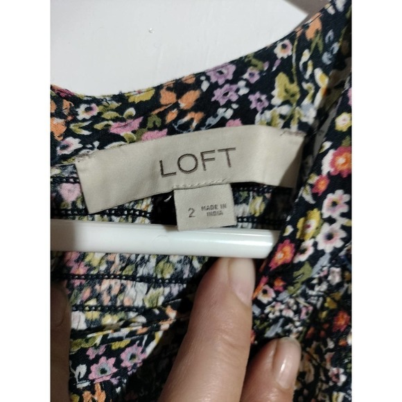 Ann Taylor Loft floral smocked wide leg halter top jumpsuit woman size 2 - Picture 5 of 8